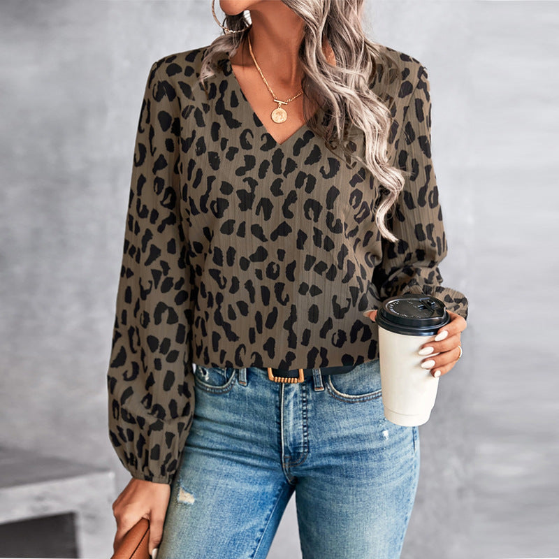 Elegant V-neck Shirt Top for Temperament