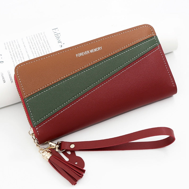 Color Matching Coin Purse - Stylish Long Handbag and Card Holder for Everyday Use