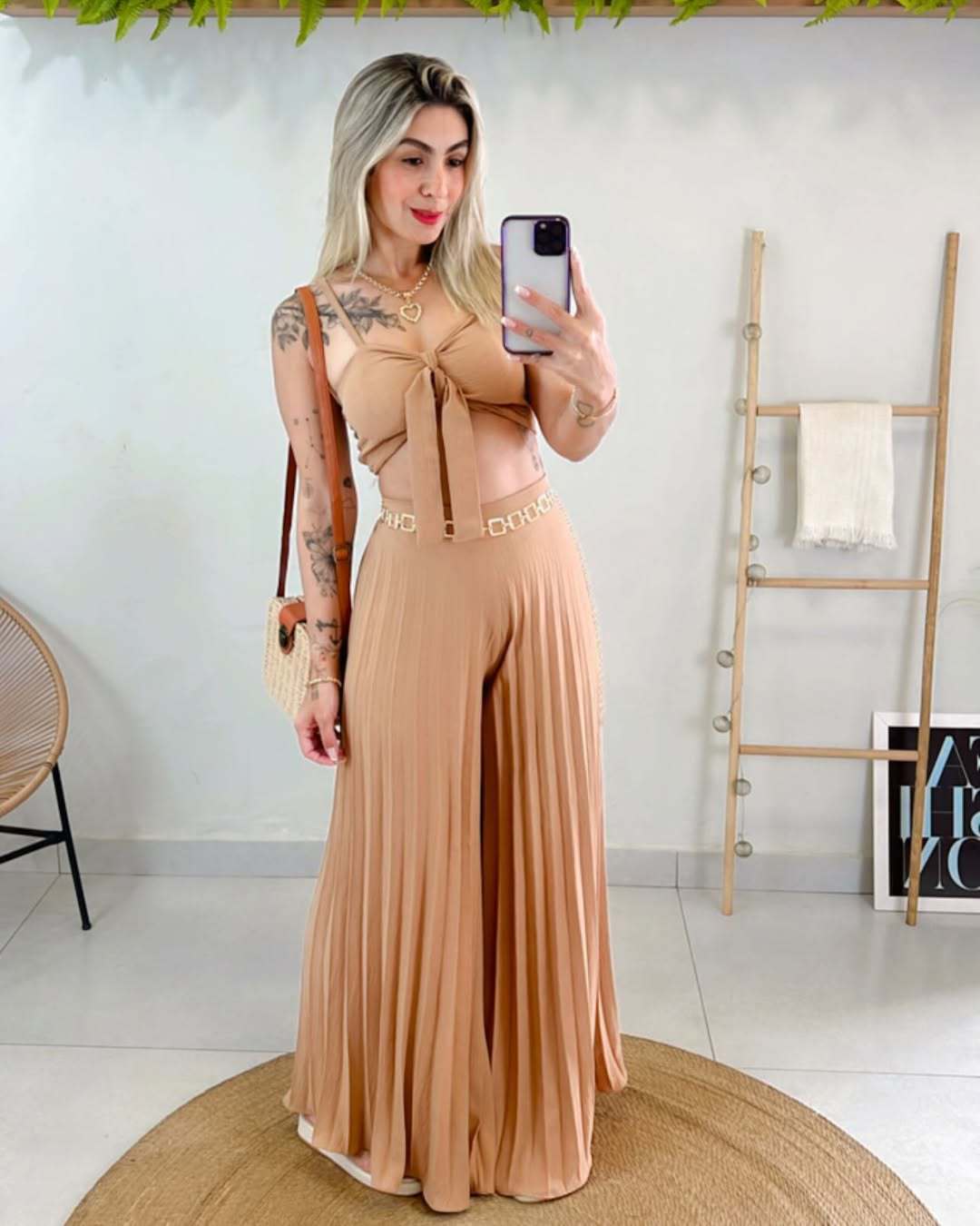 Camisole Wide Leg Pants Set - Pleated Loose Fit Two-piece Outfit