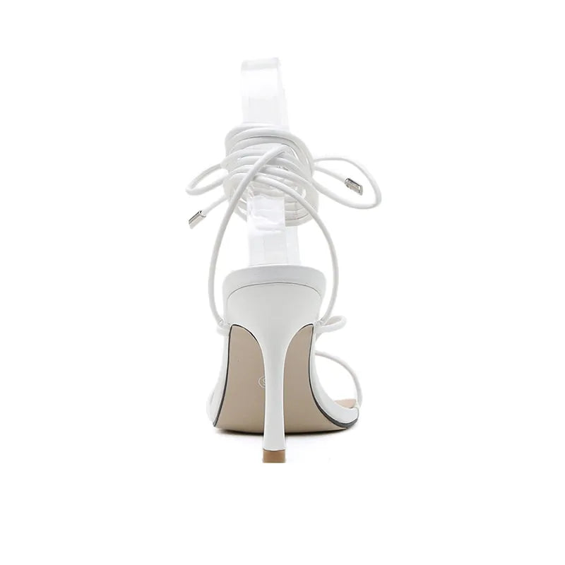 Vintage High Heel Sandals - Square Toe Cross Strap Women's Sandals