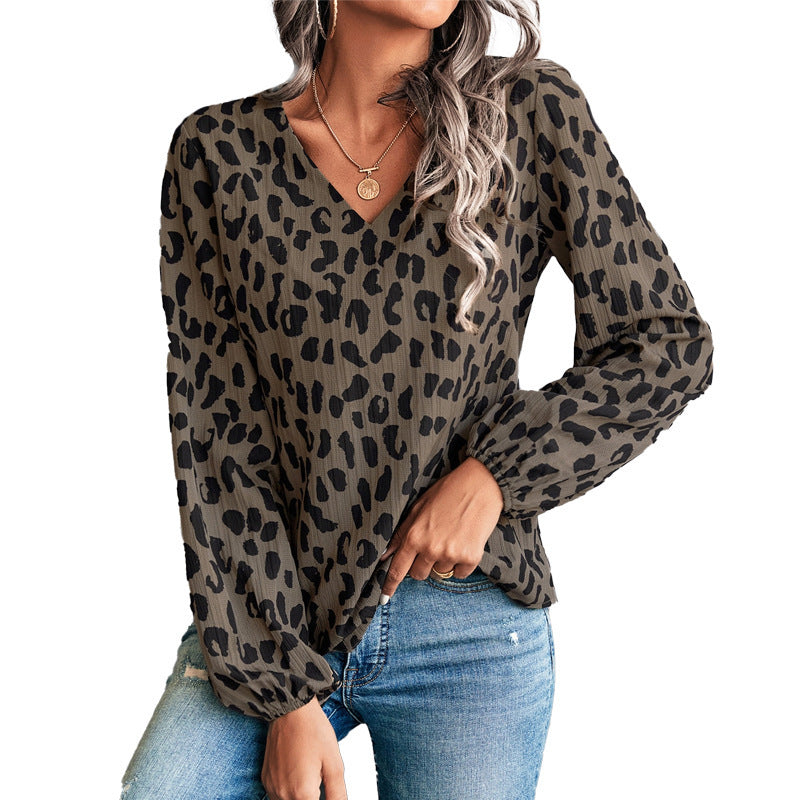 Elegant V-neck Shirt Top for Temperament