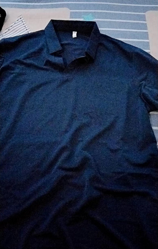 Scissors Collar T-shirt Men's Short Sleeve Solid Color Thin Design