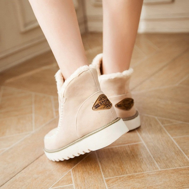 Women Winter Snow Boots Plush Ankle Flats Shoes for Warm Comfort