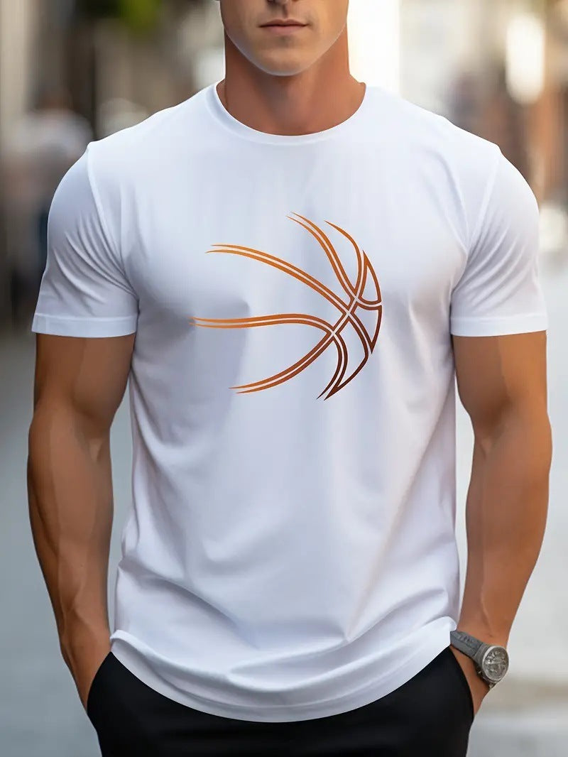 Spring and Summer Men's Letter Printed T-shirt Regular Pattern