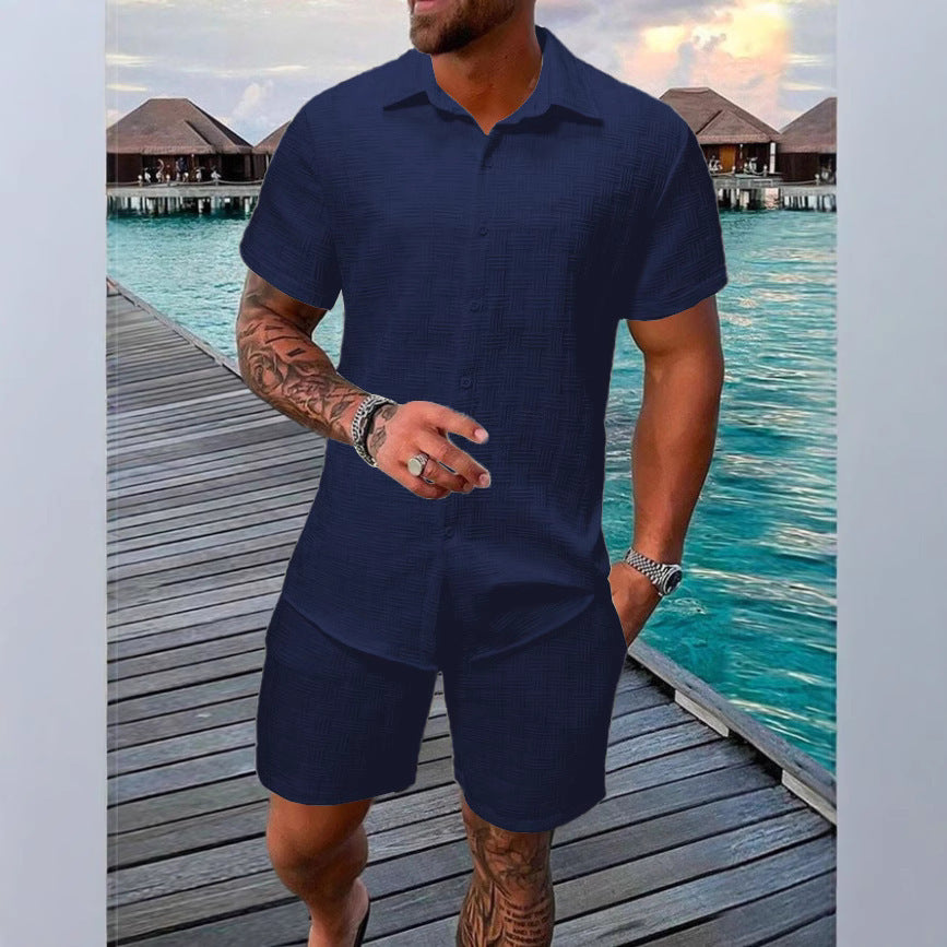 Summer Jacquard Suit in Black and White Solid Color