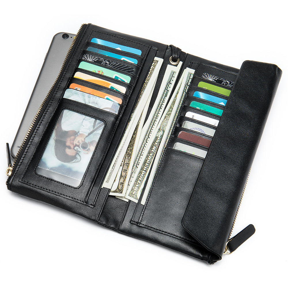 Leather Wallet Mid-length Soft Leather Wallet Top Layer Cowhide for Women