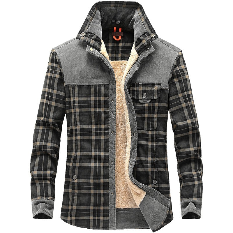 Winter Jacket Men's Thicken Fleece Jacket Warm Plaid Coats Pure Cotton Military Clothes