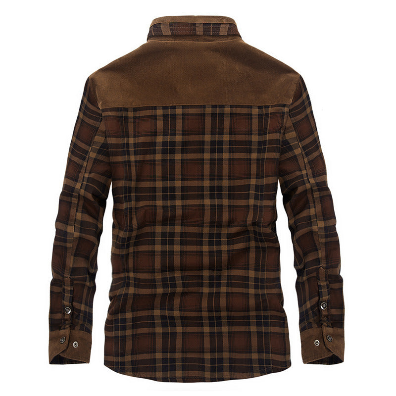 Winter Jacket Men's Thicken Fleece Jacket Warm Plaid Coats Pure Cotton Military Clothes