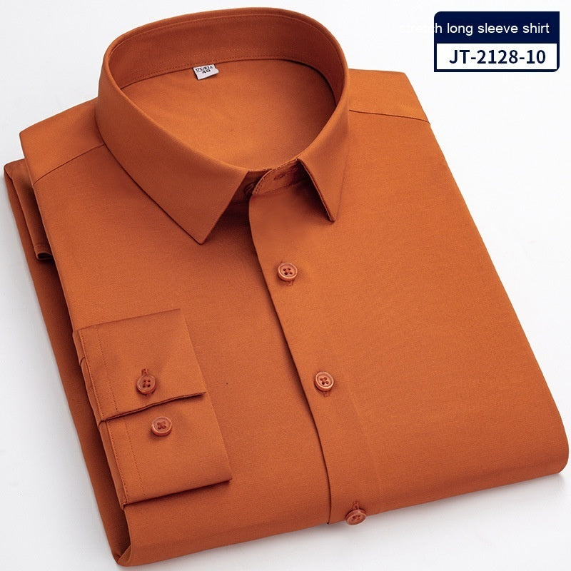 Seamless Elastic Vertical Men's Long Sleeve Elastic Shirt - Solid Color