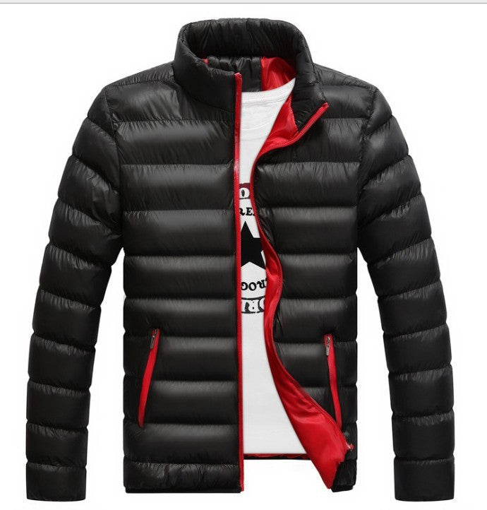 Fall Winter Men's Padded Down Jacket for Warmth with Stand-Collar