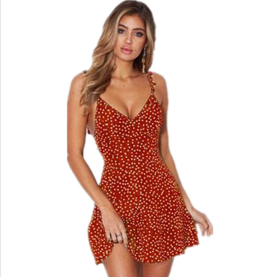 Polka-dot Summer Dress for Women - Strappy Beach Sundress