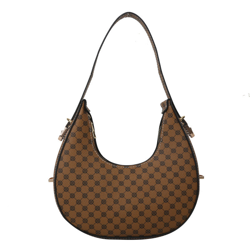 Casual Printed One Shoulder Crescent Bag - Western Style Underarm Bag