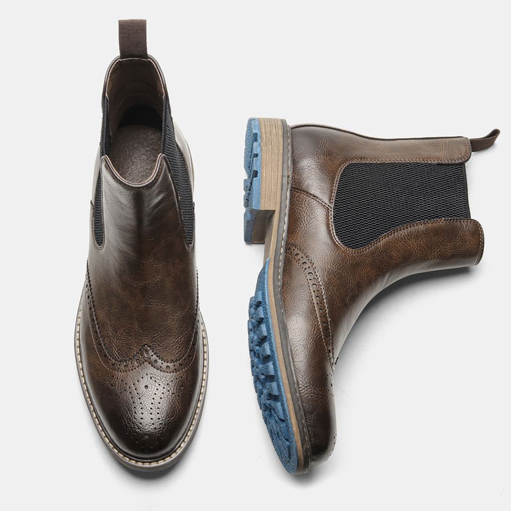 Chelsea Boots for Men - Retro Sleeve Mid-top Carved Outer
