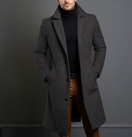 Woolen Mid-length Trench Coat for Men - Multi-color Options Available