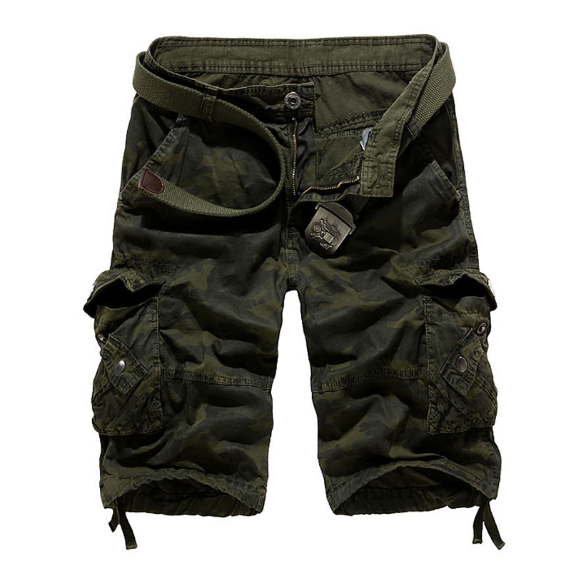 Men's Camouflage Work Shorts - Comfortable Loose Fit with Multi-pocket Design