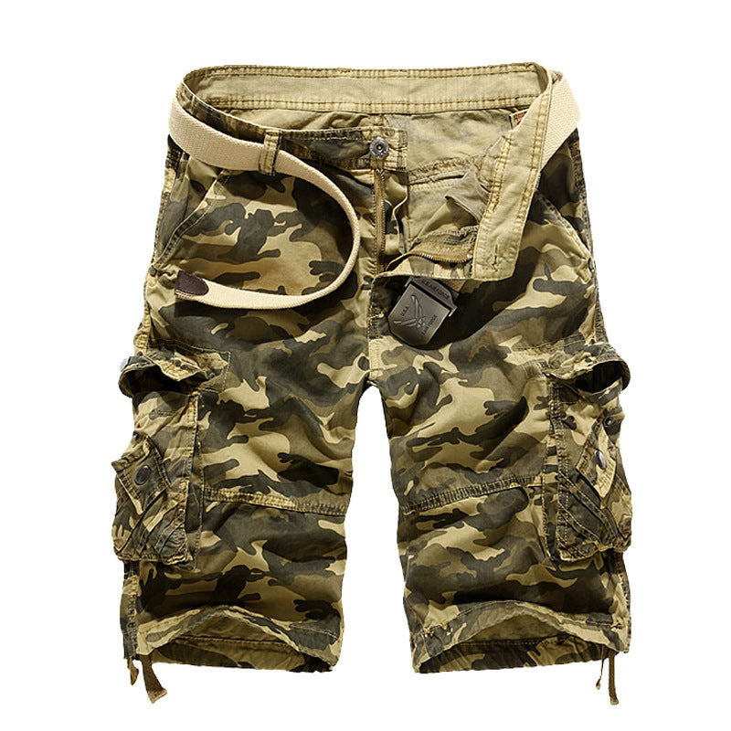 Men's Camouflage Work Shorts - Comfortable Loose Fit with Multi-pocket Design