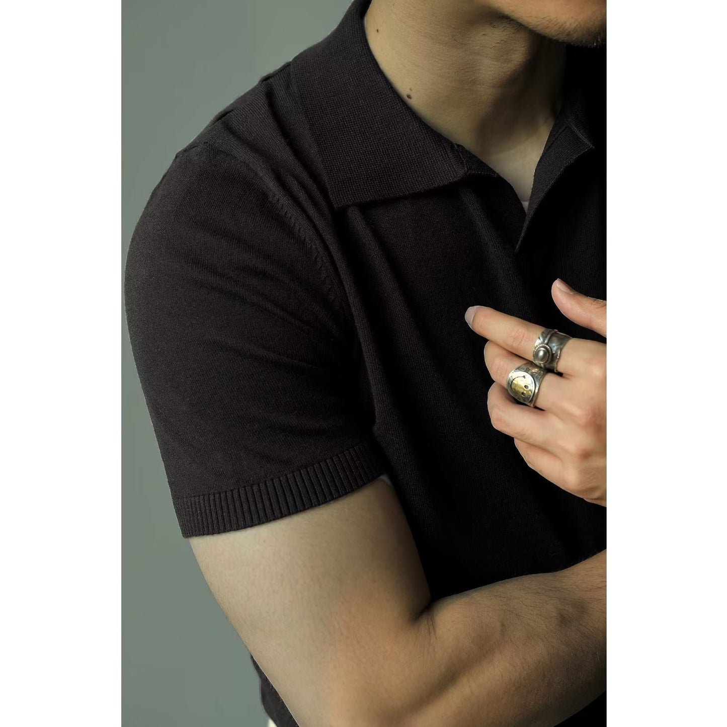 Men's Summer T-shirt - Knitted Light Luxury Cool Short-sleeved T-shirt