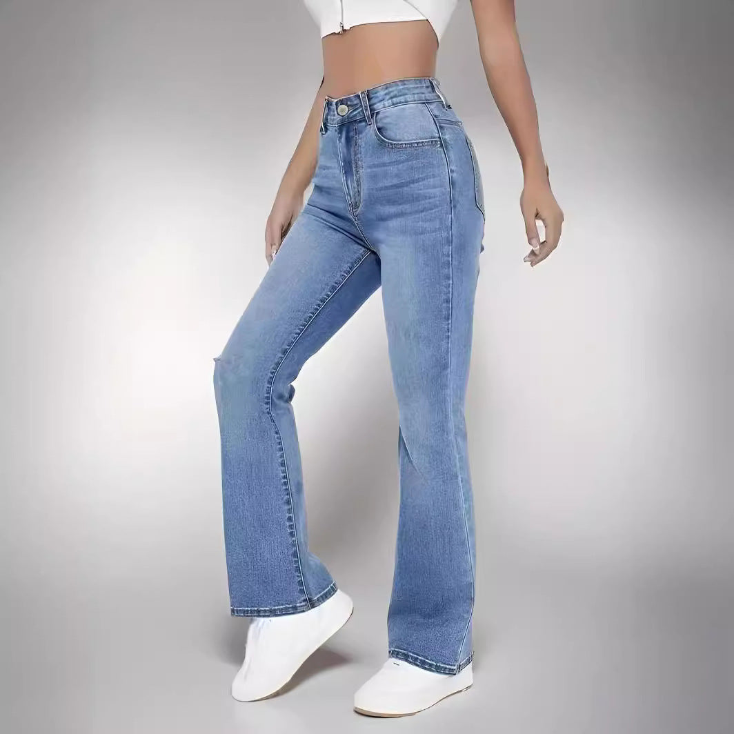 Women's High Waist Slim Fit Jeans - Stretch Straight Design