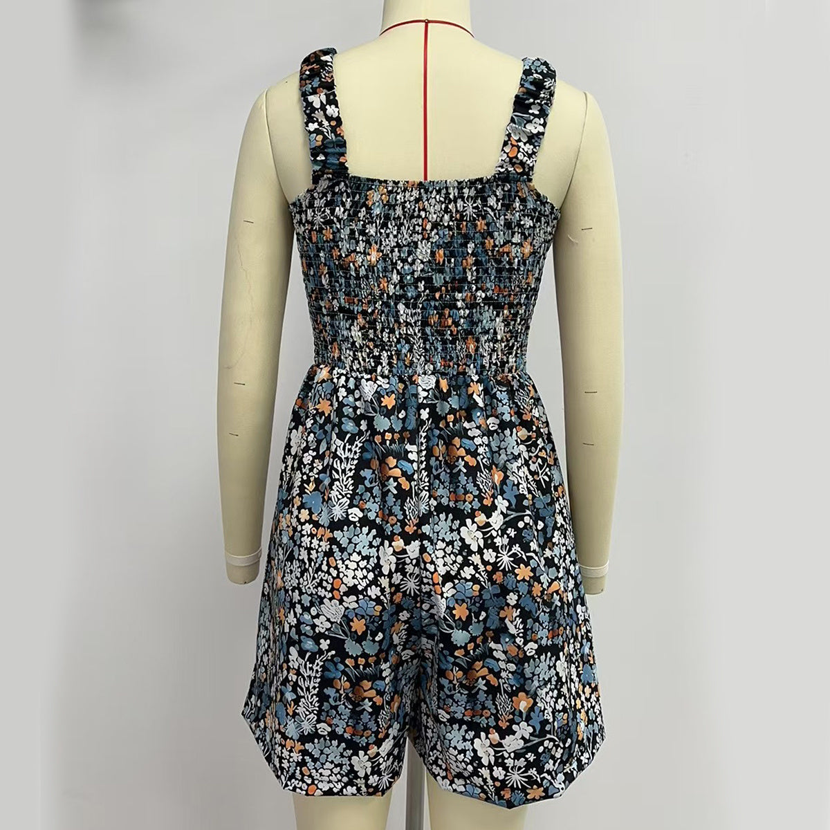 Flower Print Jumpsuit Summer Fashion Sleeveless Beach Bodysuit
