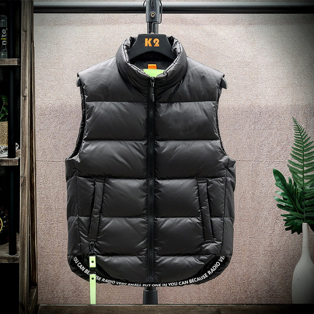 Men's Winter Down Vest - Fashion Stand-Collar Sleeveless Jacket, Solid Thickened Outerwear