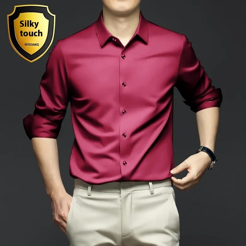 Business High-End Ice Silk Shirt - Luxury Comfort and Style