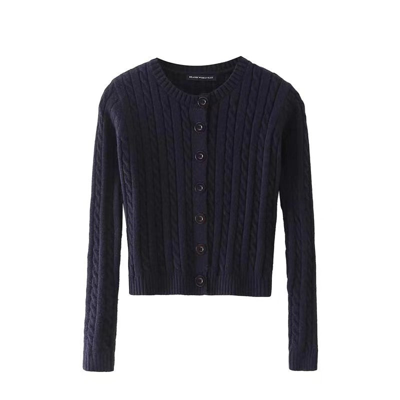 Retro Knitted Cardigan Sweater Single-breasted Casual Coat