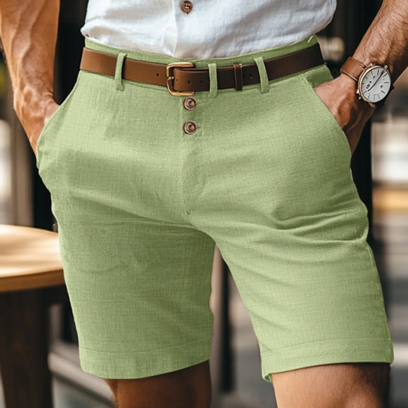 Men's Linen Summer Shirt Casual Solid Color with Buttons Daily Wear