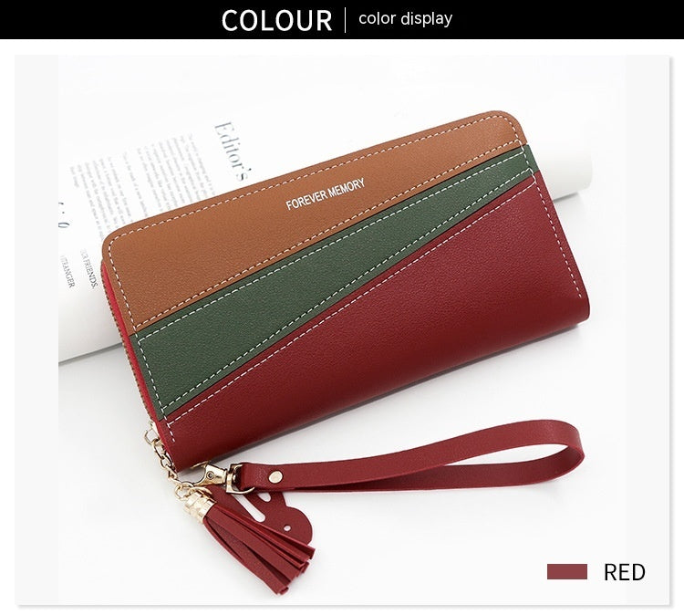 Color Matching Coin Purse - Stylish Long Handbag and Card Holder for Everyday Use