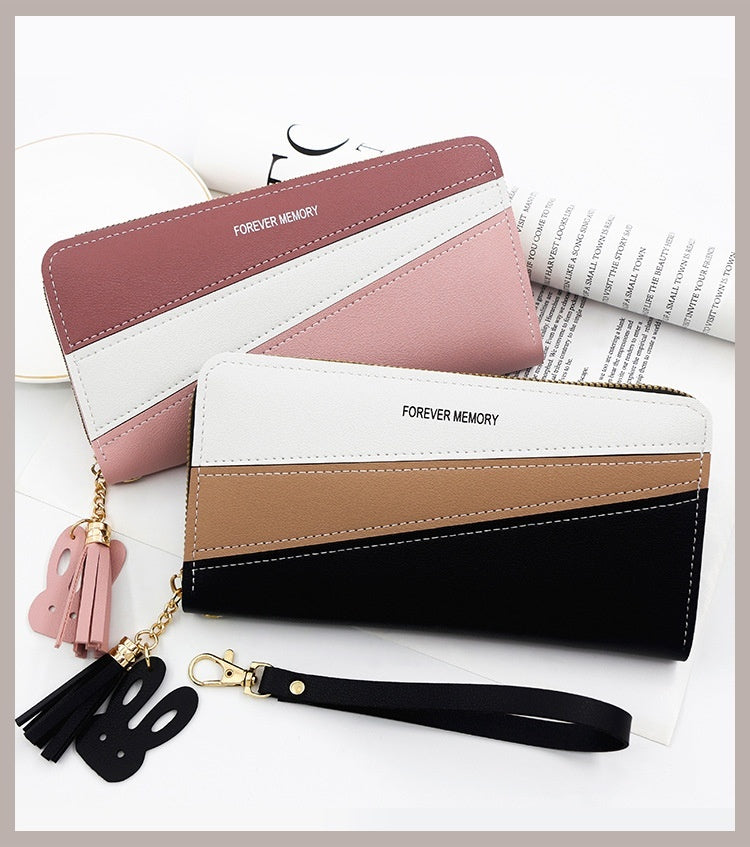 Color Matching Coin Purse - Stylish Long Handbag and Card Holder for Everyday Use