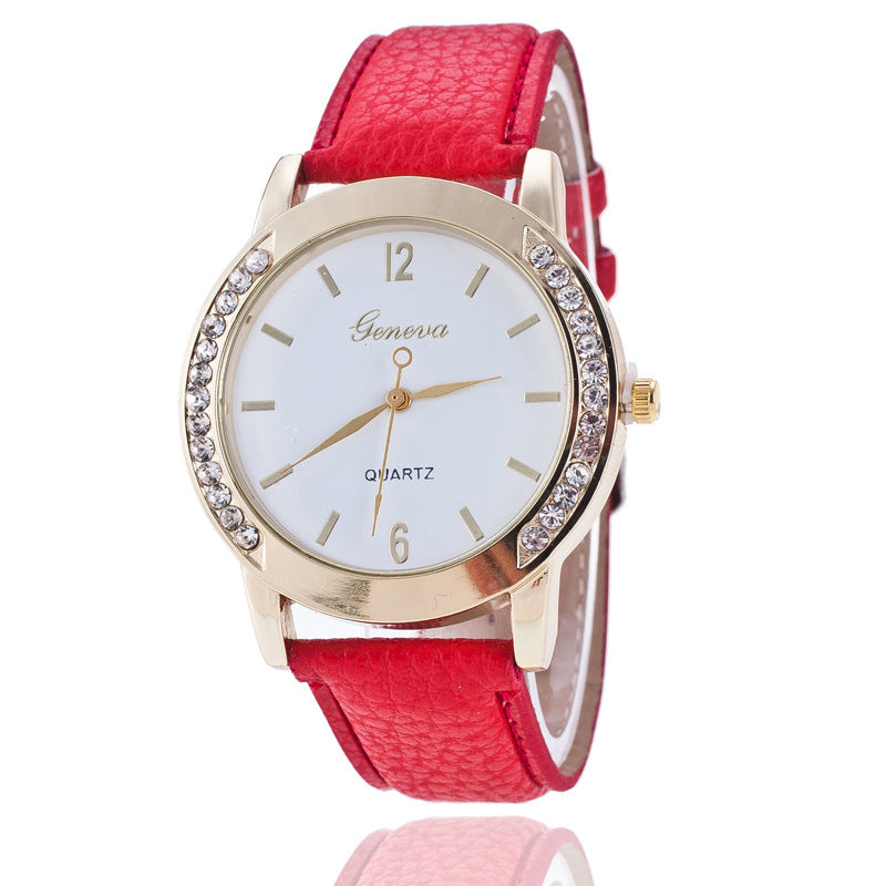 Geneva Diamond Quartz Watch for Women - Elegant Timepiece