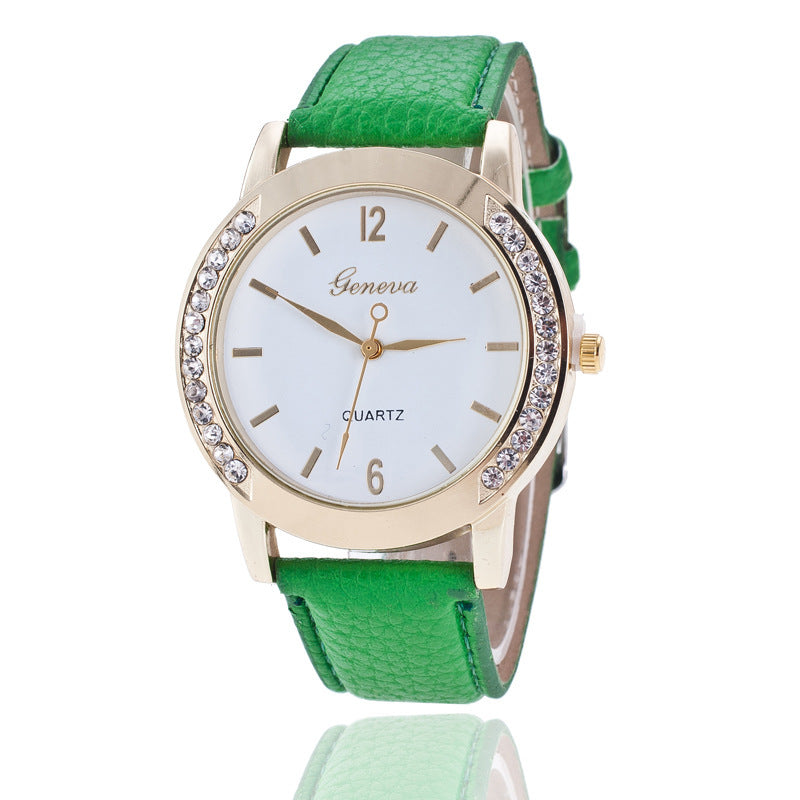 Geneva Diamond Quartz Watch for Women - Elegant Timepiece