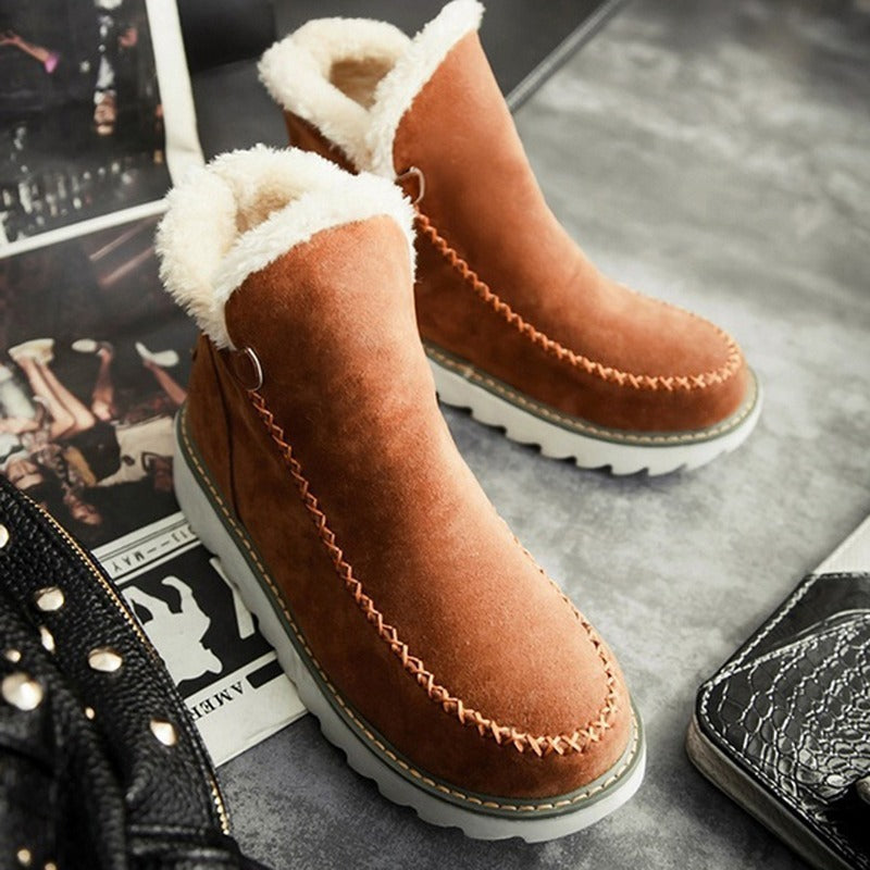 Women Winter Snow Boots Plush Ankle Flats Shoes for Warm Comfort