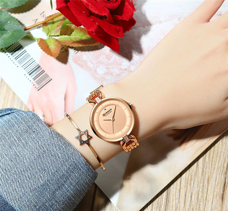 Fashion Women's Rhinestone Waterproof Quartz Watch - Rhinestone-encrusted Timepiece