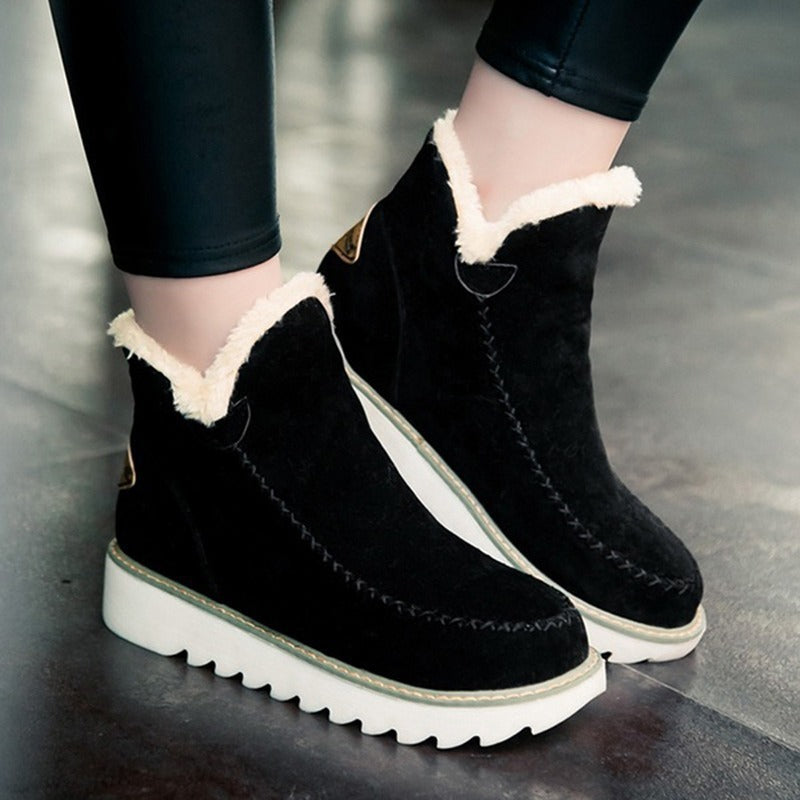 Women Winter Snow Boots Plush Ankle Flats Shoes for Warm Comfort