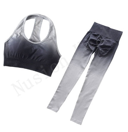 Two Piece Seamless Yoga Bodysuit for Women - Gym Polyester Outfit