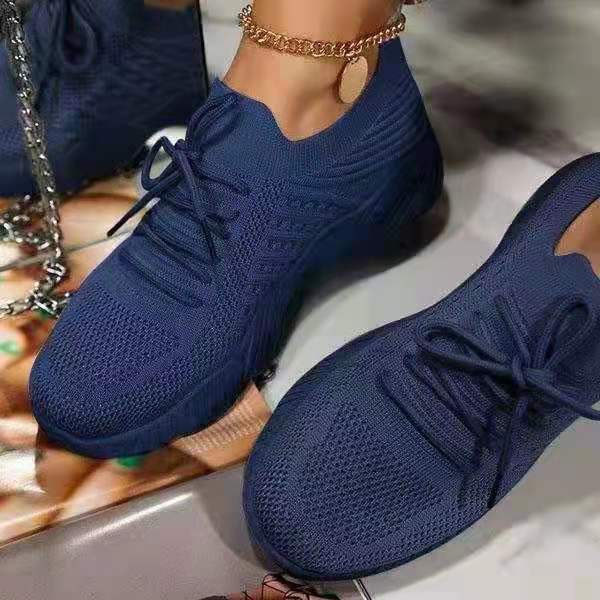 Women's Thick Bottom Sneakers - Comfortable Solid Colour Thick Sole Shoes