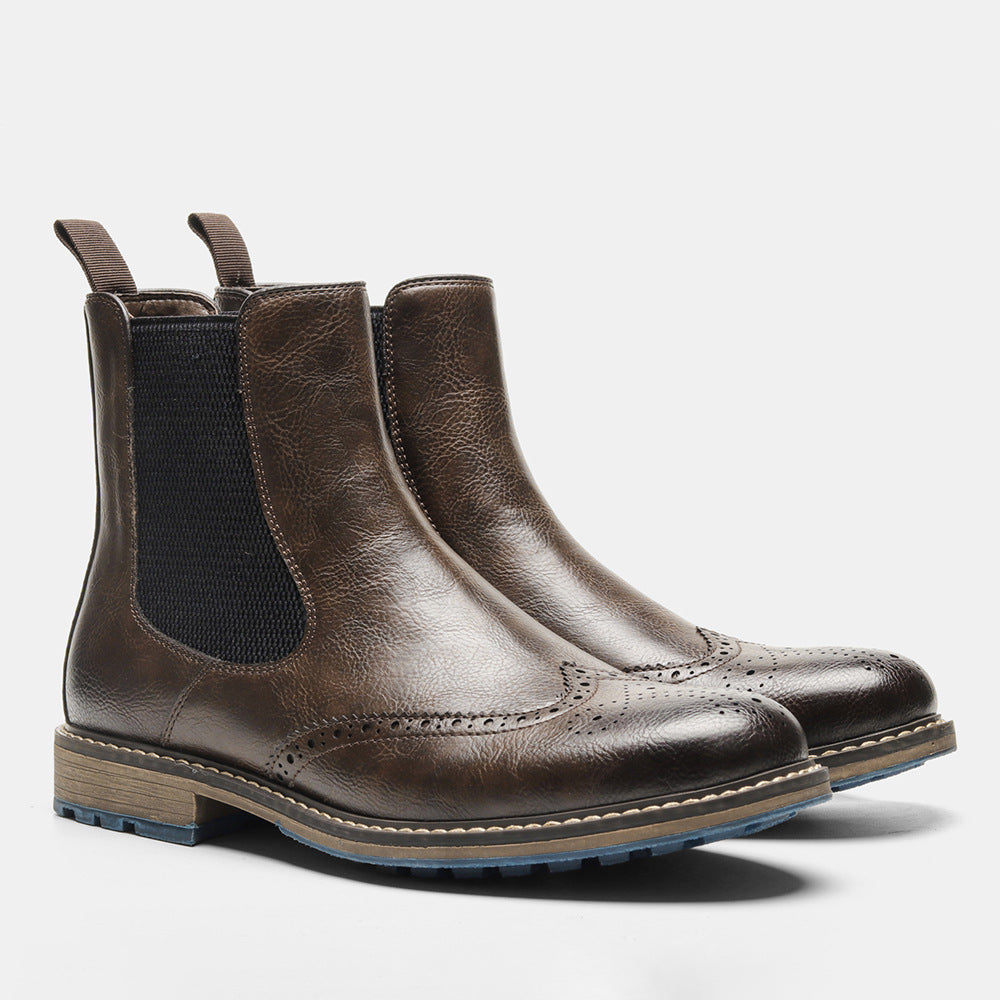 Chelsea Boots for Men - Retro Sleeve Mid-top Carved Outer