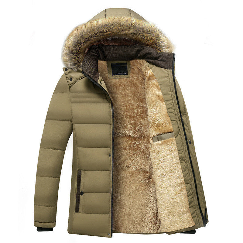 Men's Velvet Cotton-padded Jacket Plus Thick Cotton Padding for Autumn and Winter