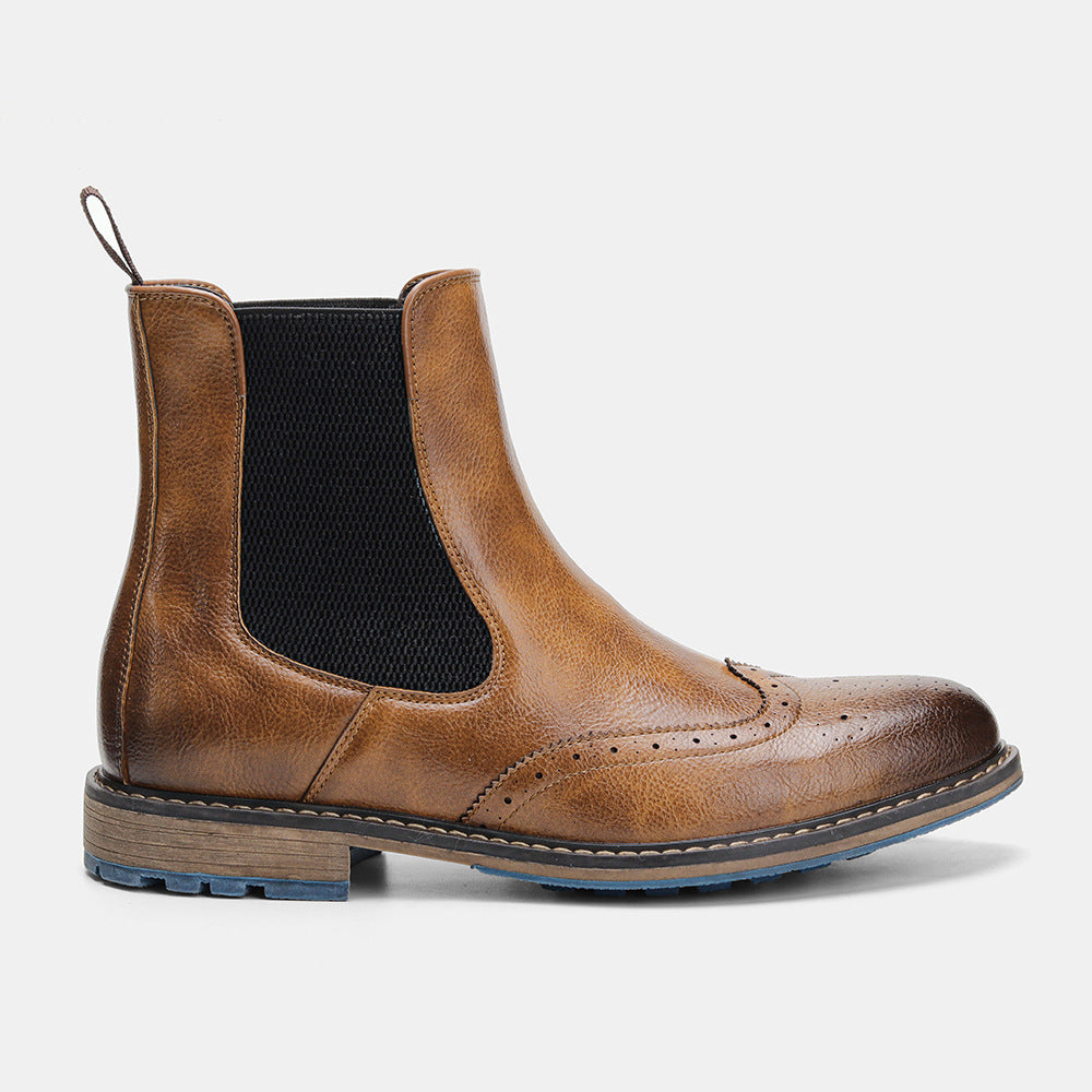 Chelsea Boots for Men - Retro Sleeve Mid-top Carved Outer