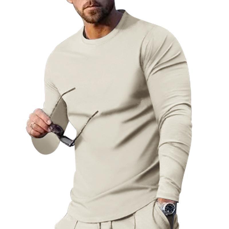 Men's Long-sleeved Top Solid Color Trendy Loose Fit