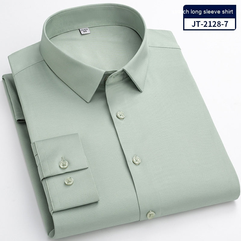 Seamless Elastic Vertical Men's Long Sleeve Elastic Shirt - Solid Color