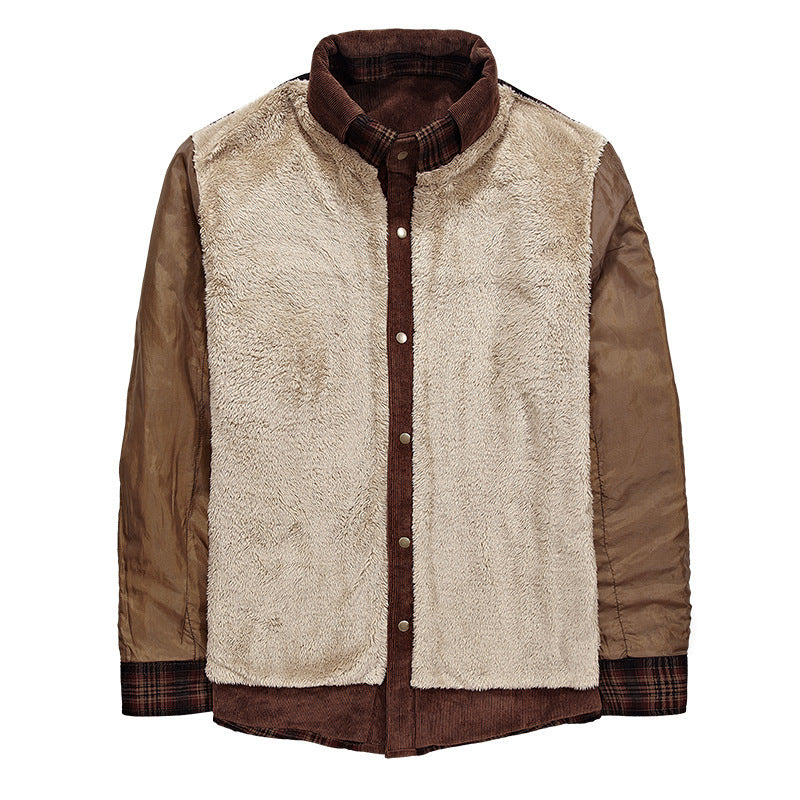 Winter Jacket Men's Thicken Fleece Jacket Warm Plaid Coats Pure Cotton Military Clothes