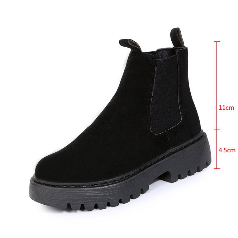 Women's Chunky Ankle Boots - Solid Color Platform for Autumn Winter, Stylish Footwear