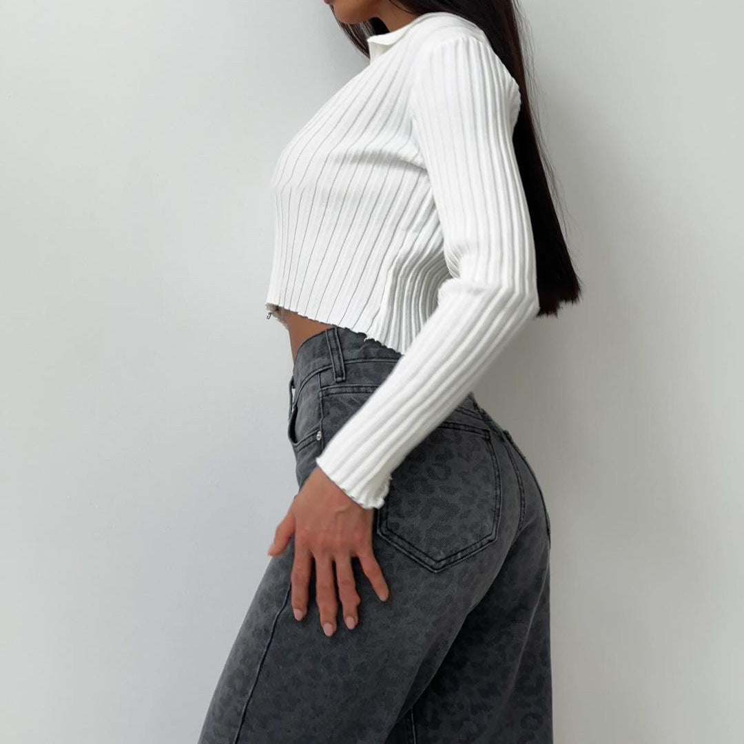 Leopard Print Narrow Jeans for Women - Stylish Trendy Fashion
