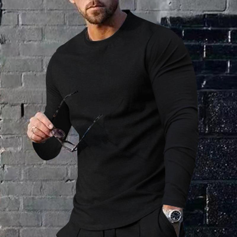 Men's Long-sleeved Top Solid Color Trendy Loose Fit