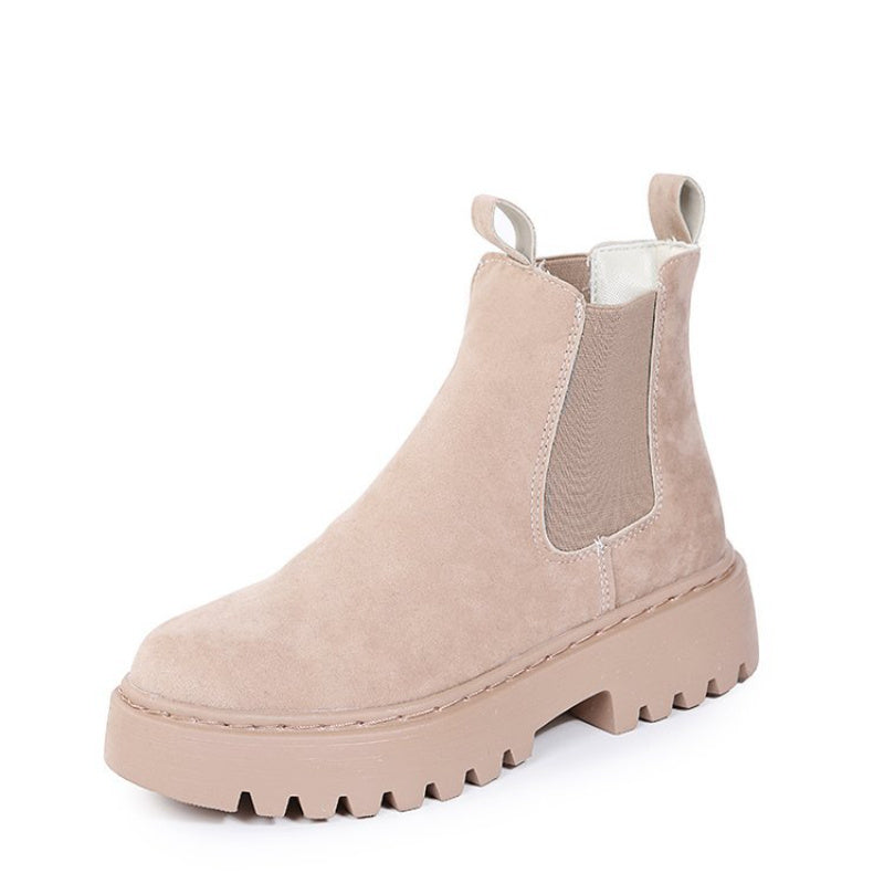 Women's Chunky Ankle Boots - Solid Color Platform for Autumn Winter, Stylish Footwear