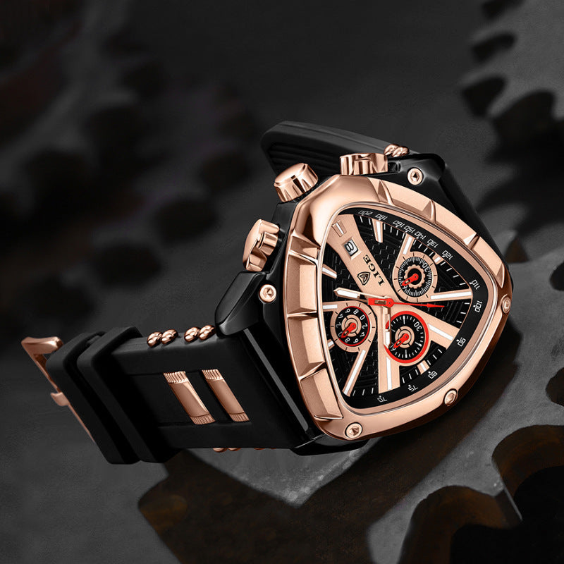 Polygon Men's Waterproof Luminous Watch with Calendar Function