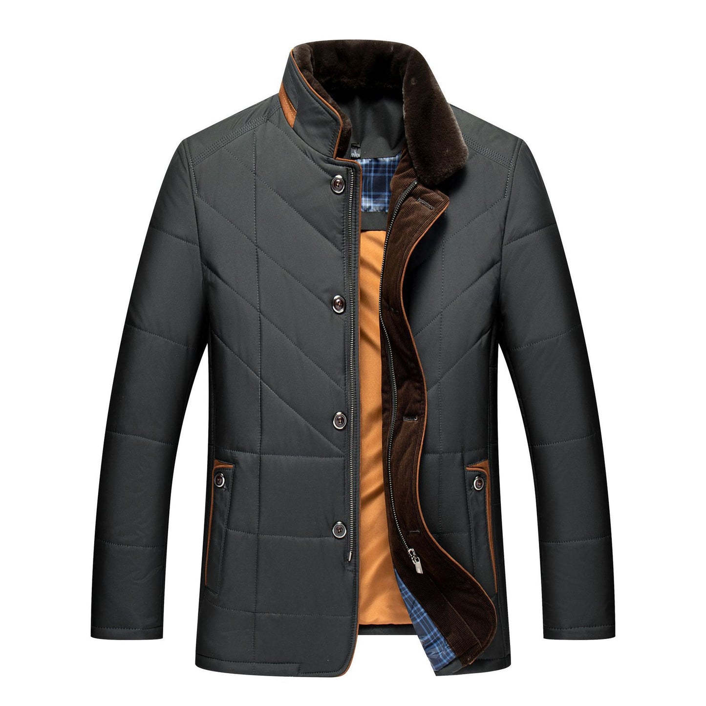 Quilted Coat for Middle-Aged Men Thick Warm Winter Cotton-Padded Jacket