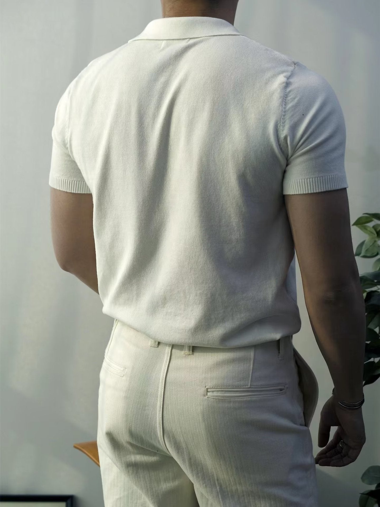 Men's Summer T-shirt - Knitted Light Luxury Cool Short-sleeved T-shirt