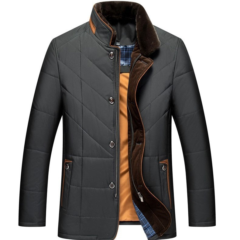 Quilted Coat for Middle-Aged Men Thick Warm Winter Cotton-Padded Jacket